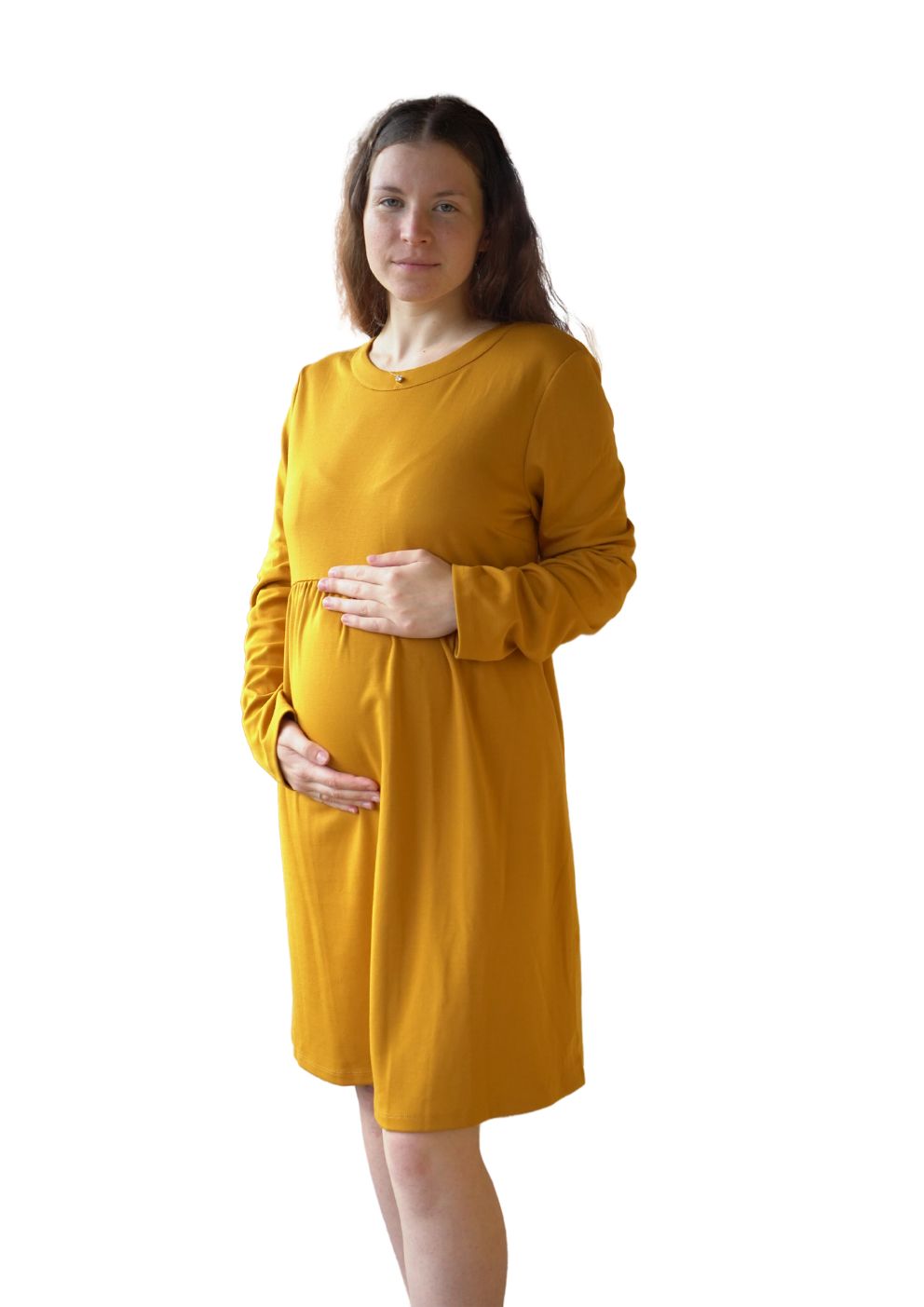 Mustard yellow maternity dress