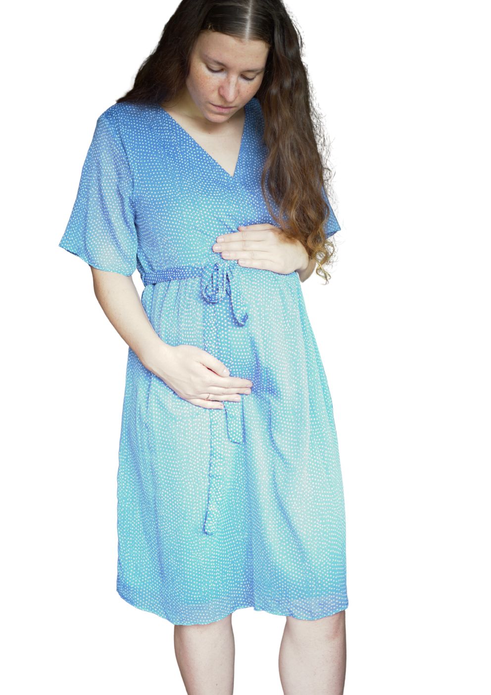 Glamorous Bloom blue maternity dress with dots