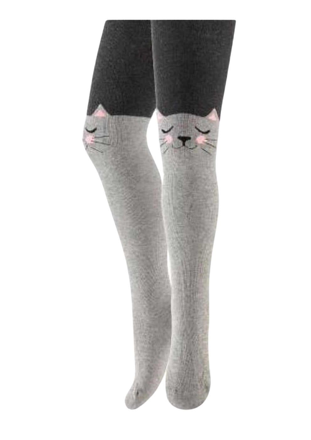 Girls' patterned tights with cats