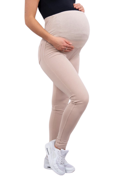 Beige legging-type maternity pants