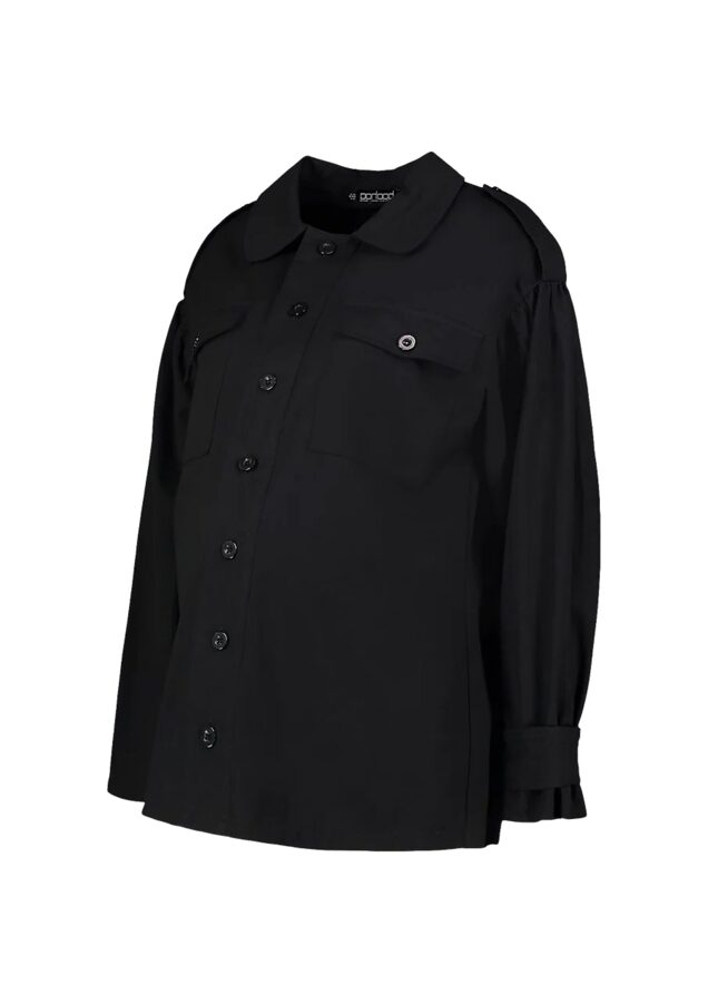 Black puff-sleeved maternity jacket