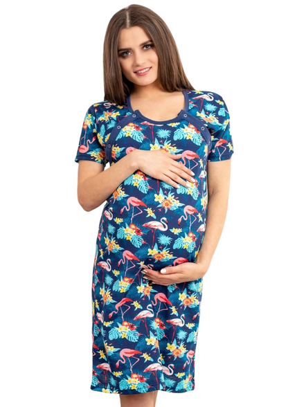 Nightgown with tropical motif (maternity/nursing)