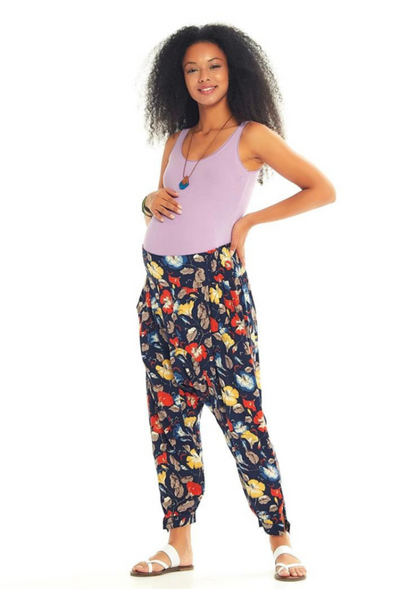 Maternity harem trousers with flowers