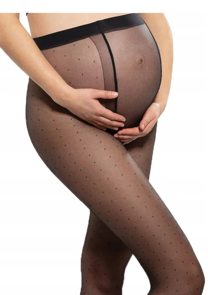 Black maternity tights with dots 20DEN