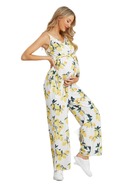 Maternity jumpsuit with lemon print