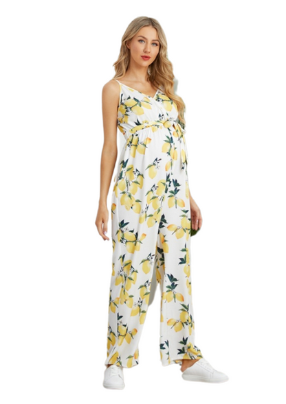 Maternity jumpsuit with lemon print