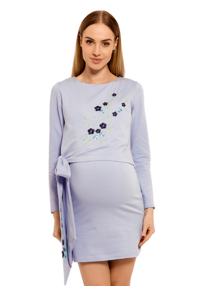 Light blue dress with floral embroidery ( maternity/nursing)