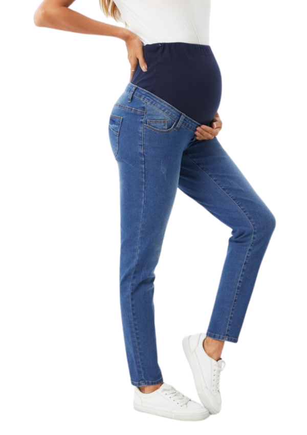 Blue maternity denim trousers